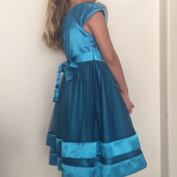 Girls aqua dress - Picture 4 of 7